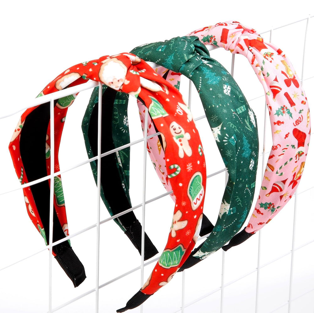Huachi Christmas Headbands pink top knot—comfortable all-day wear for women and girls.