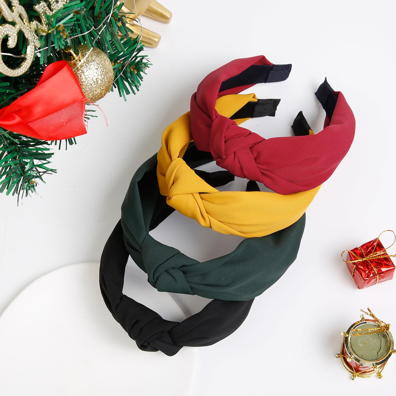 Huachi Christmas headbands green knotted style adds chic, versatile flair to any winter look