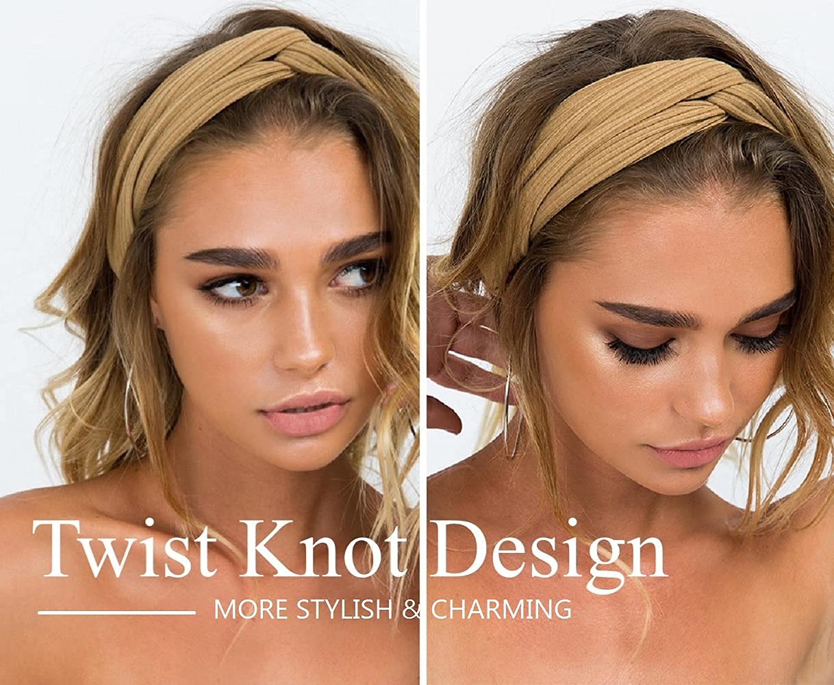 Huachi hairband twist knot design keeps hair away during workouts