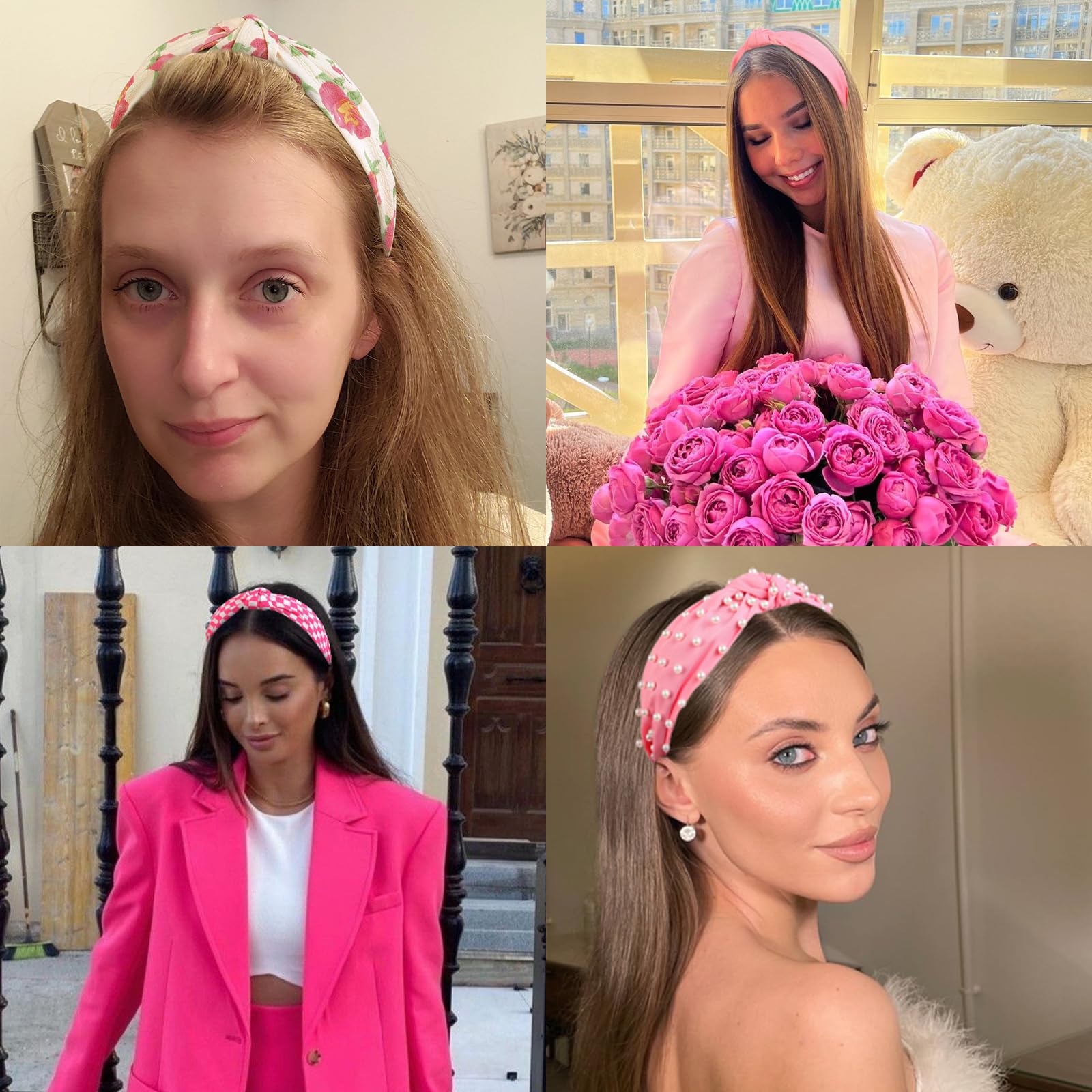 Huachi pearl-pattern headband adds elegant sparkle to outfits