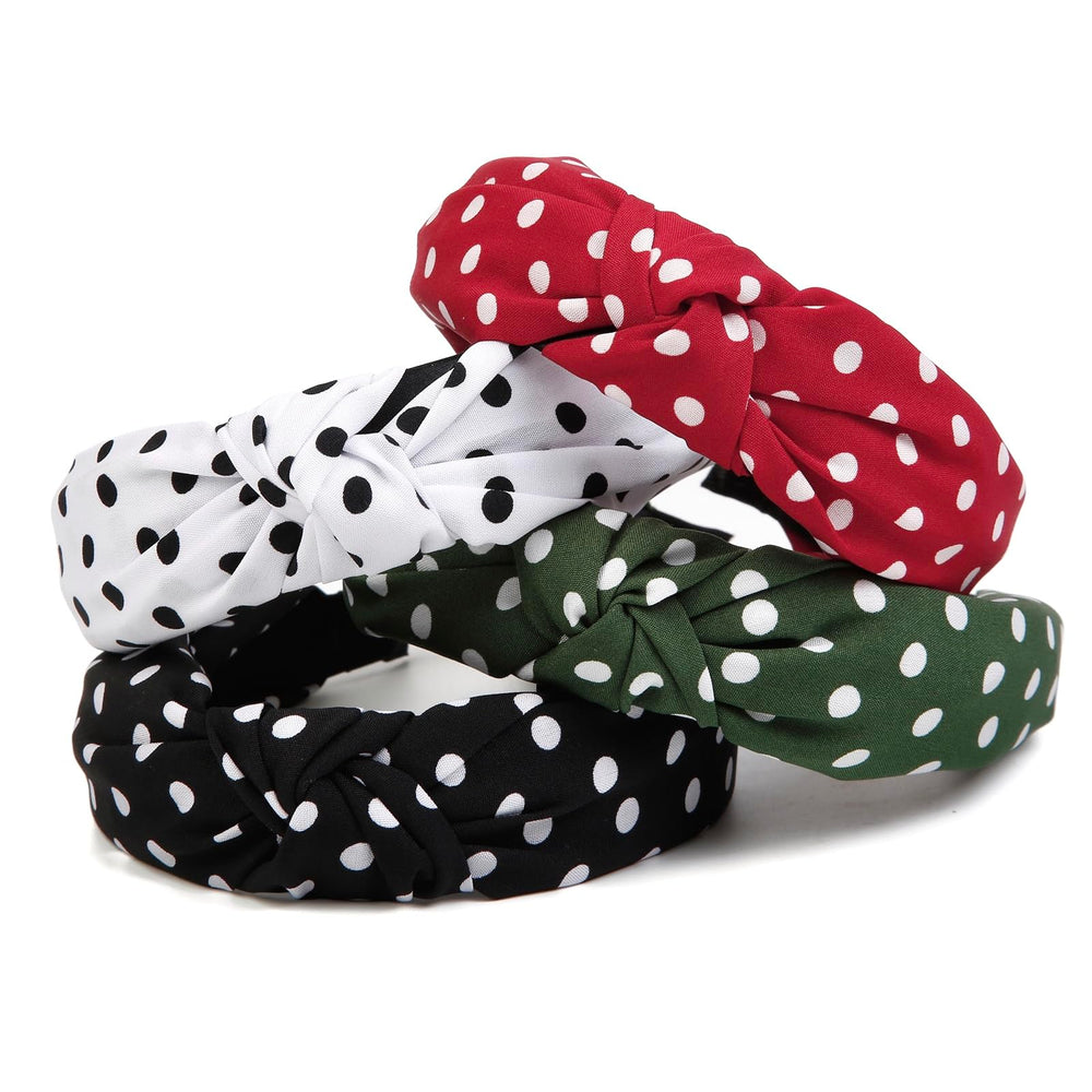 Huachi polka-dot headbands in red and green for festive looks