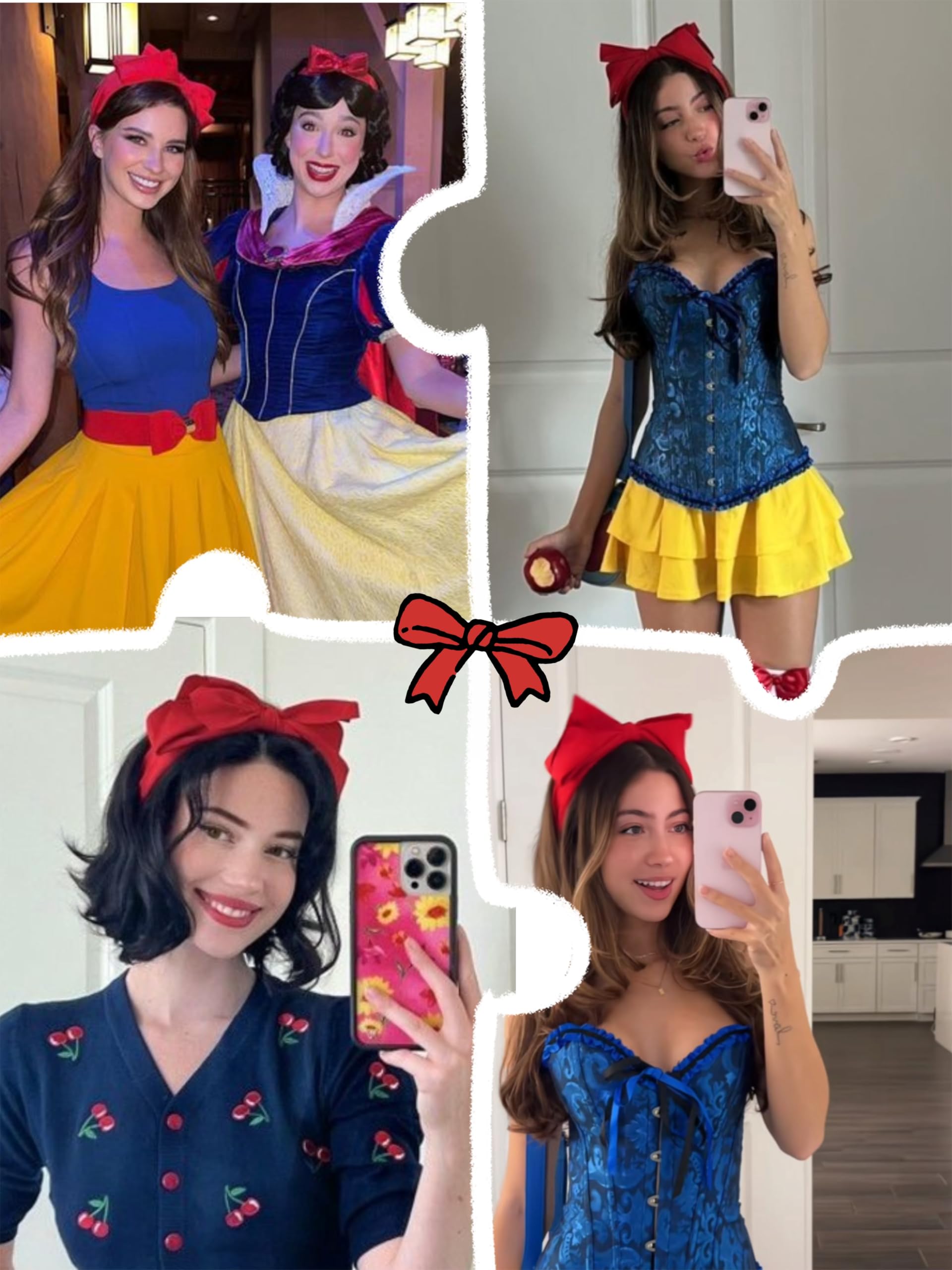Huachi red bow headband closeup fabric reveals double-layered bow and glossy finish.