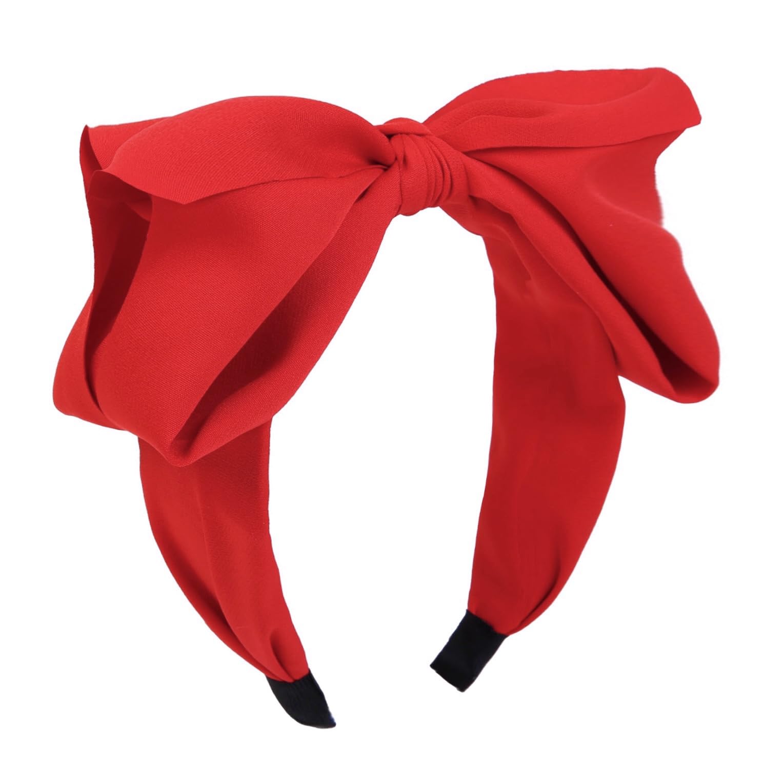 Huachi red bow headband front view for festive holiday styling.