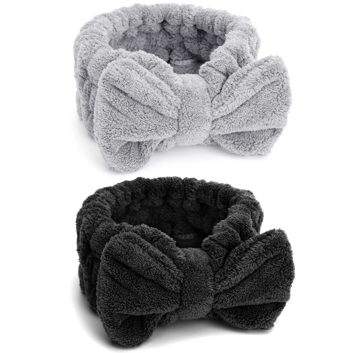 Huachi Spa Headbands Bow Black keeps hair away for a mess-free face wash.