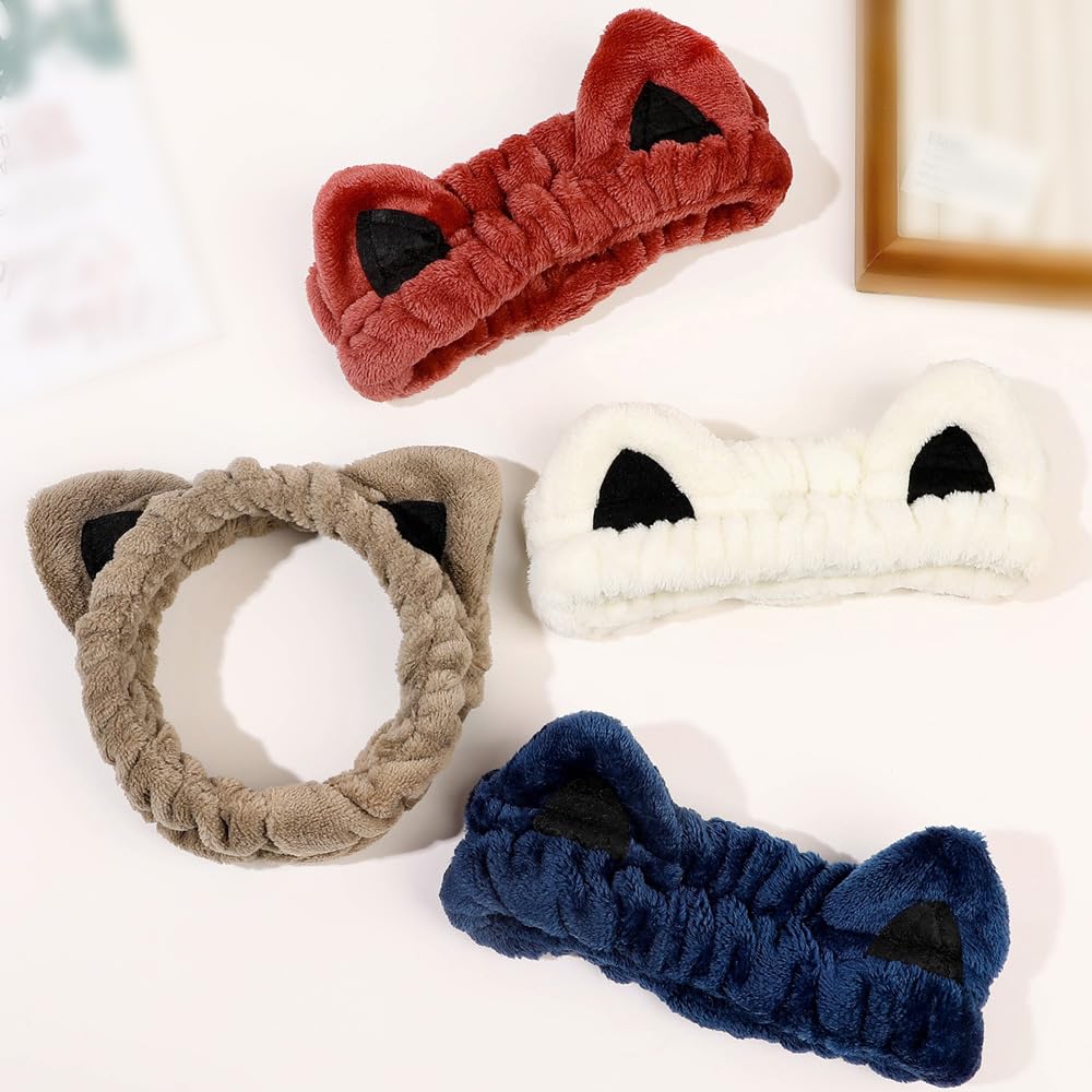 Huachi trendy cat ear hair accessory enhances skincare routine.