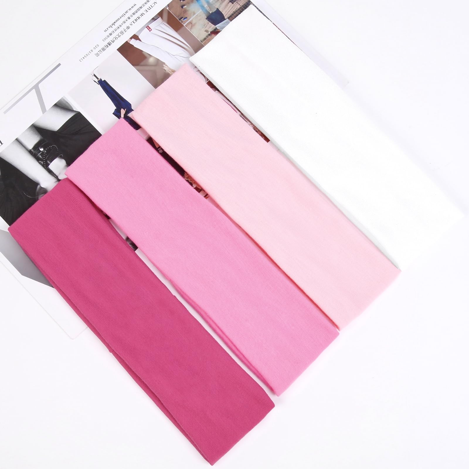 Huachi white and pink headbands in color-packed group photo