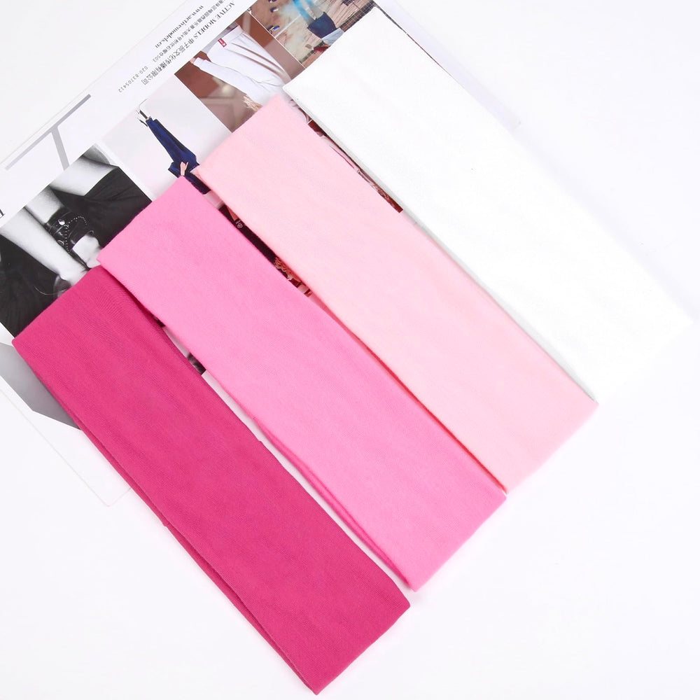Huachi white and pink headbands in color-packed group photo