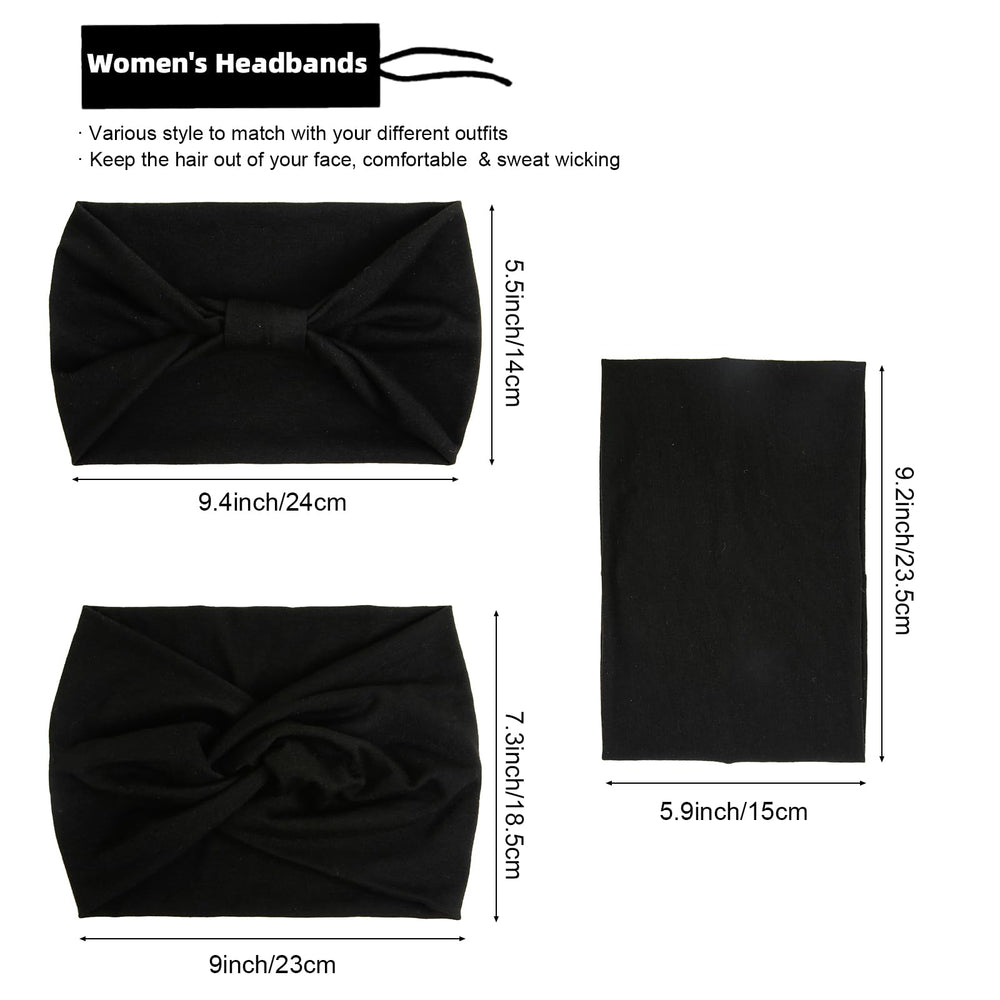 Huachi wide headband in black keeps hair away from the face all day