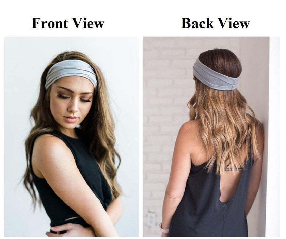 Huachi headband worn during workout demonstrates secure stay-in-place design.