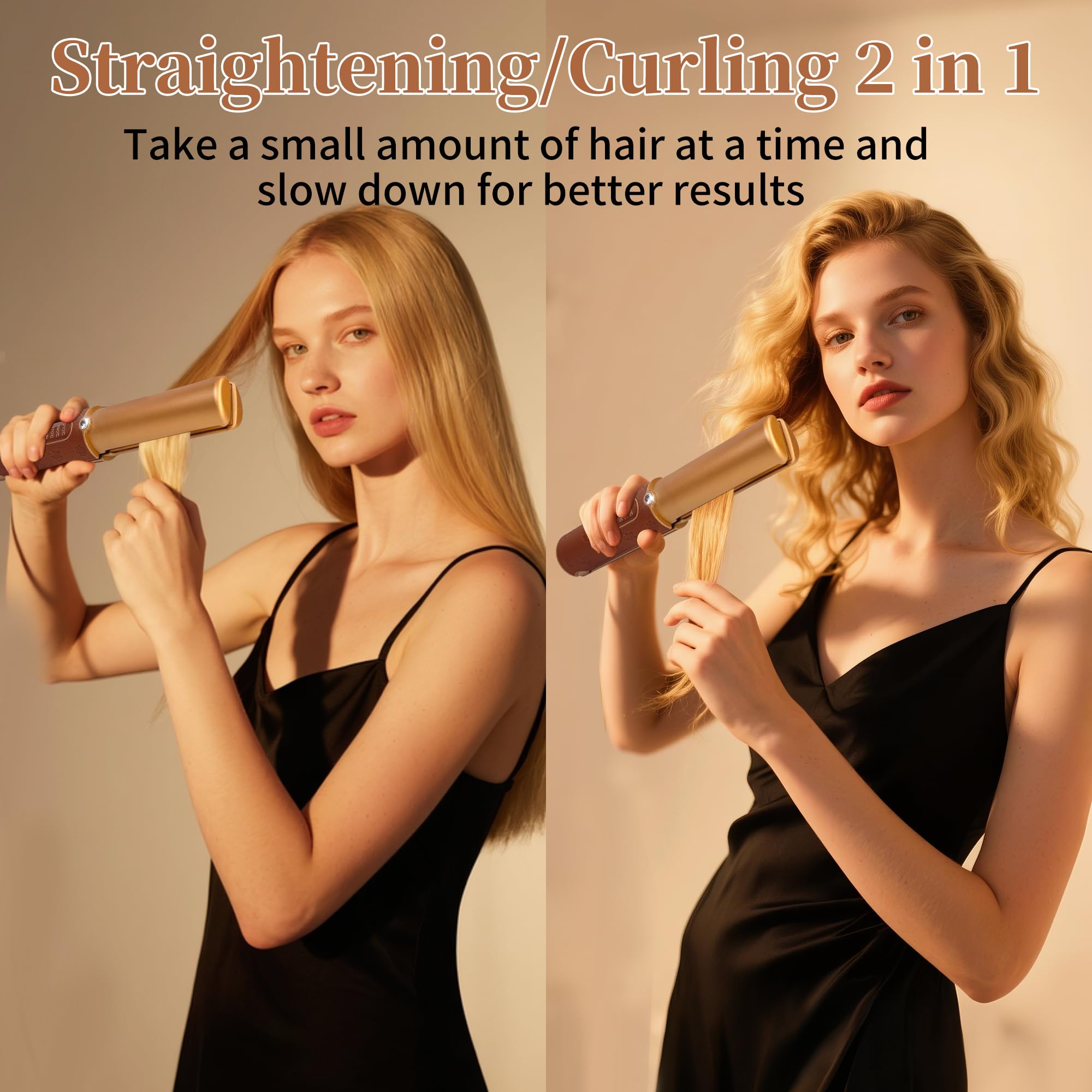Huajun cordless hair straightener travel-ready for quick touch-ups anywhere.