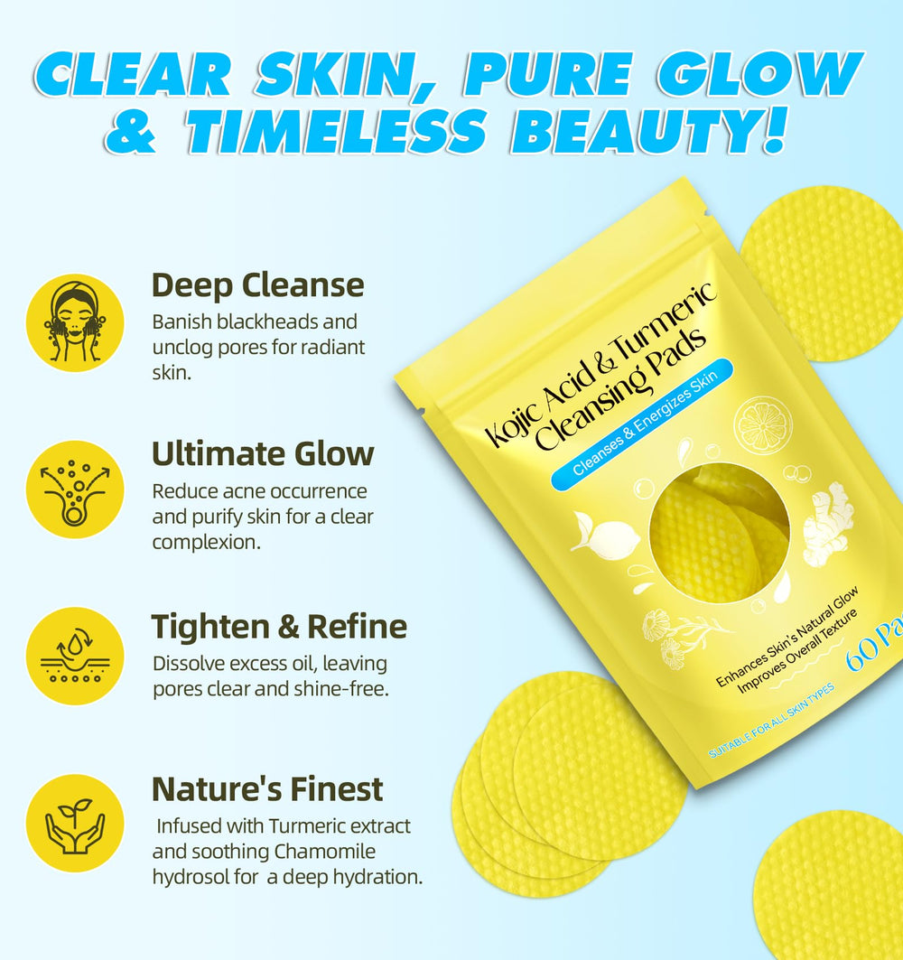HUALIJIA Turmeric Kojic Acid Cleansing Pad being used to wipe the face for gentle cleansing.
