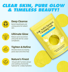 HUALIJIA Turmeric Kojic Acid Cleansing Pad being used to wipe the face for gentle cleansing.
