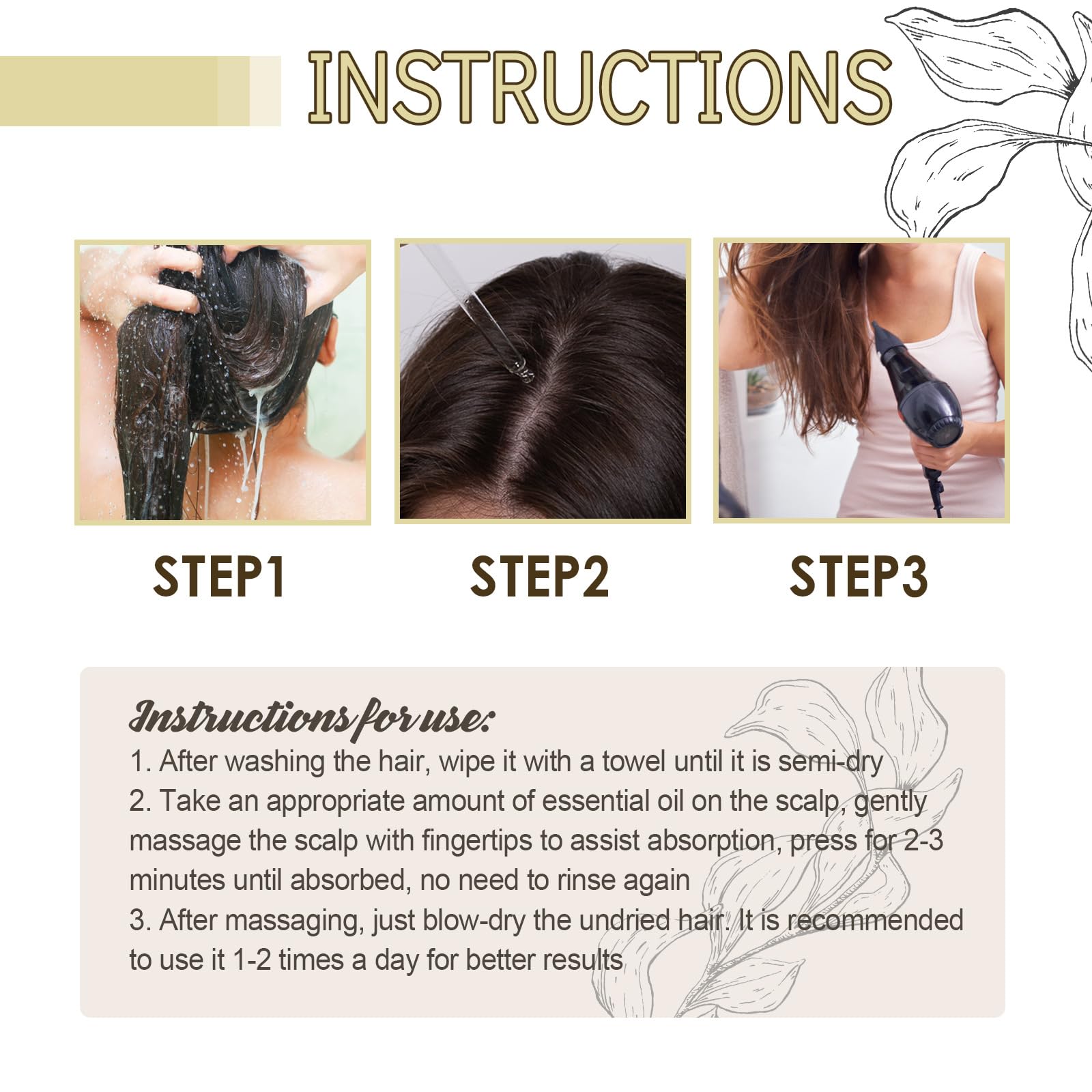 HuaQing scalp massage image demonstrates easy oil absorption.