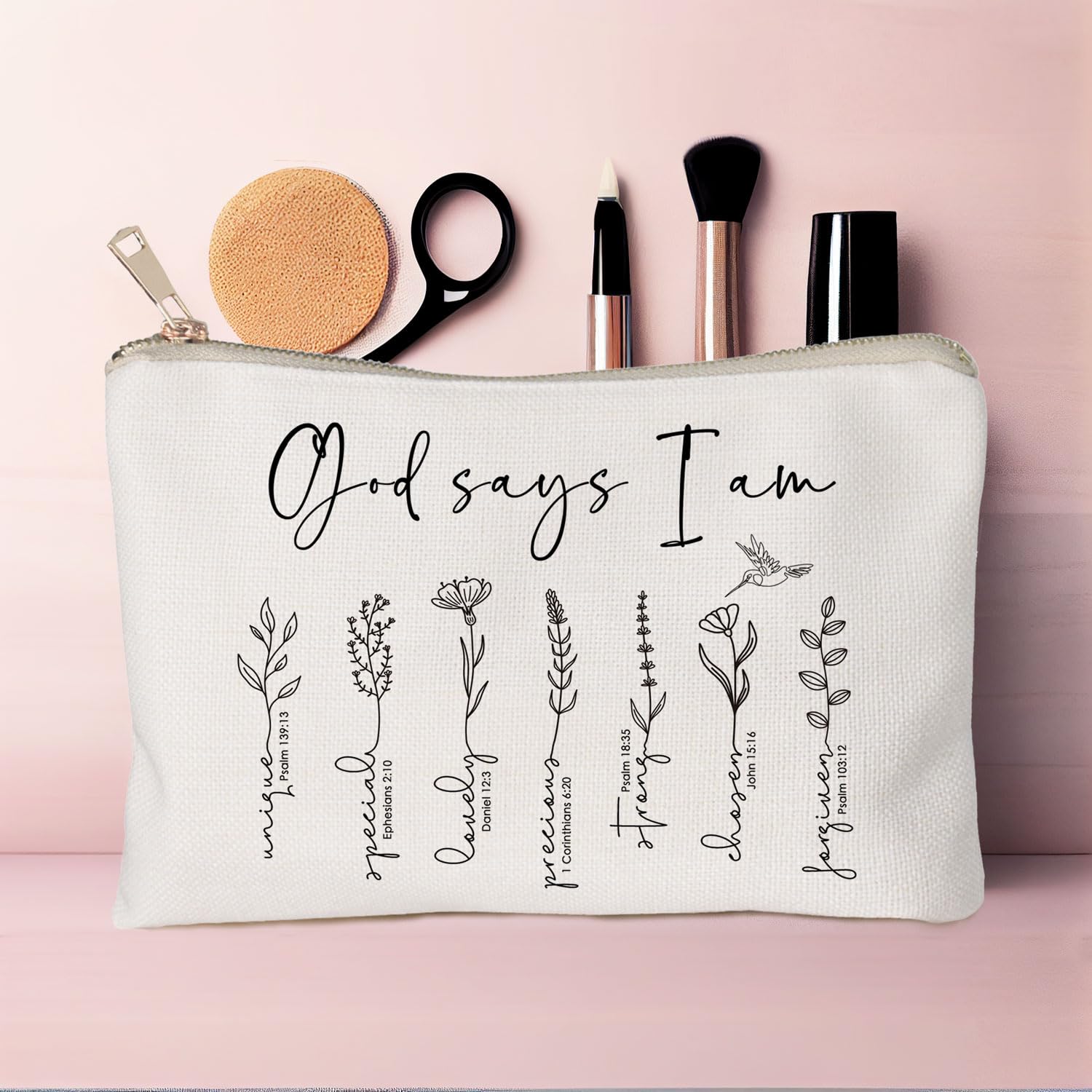 HubbgDesign God Says You Are cosmetic bag gift-ready presentation for meaningful sister gifts