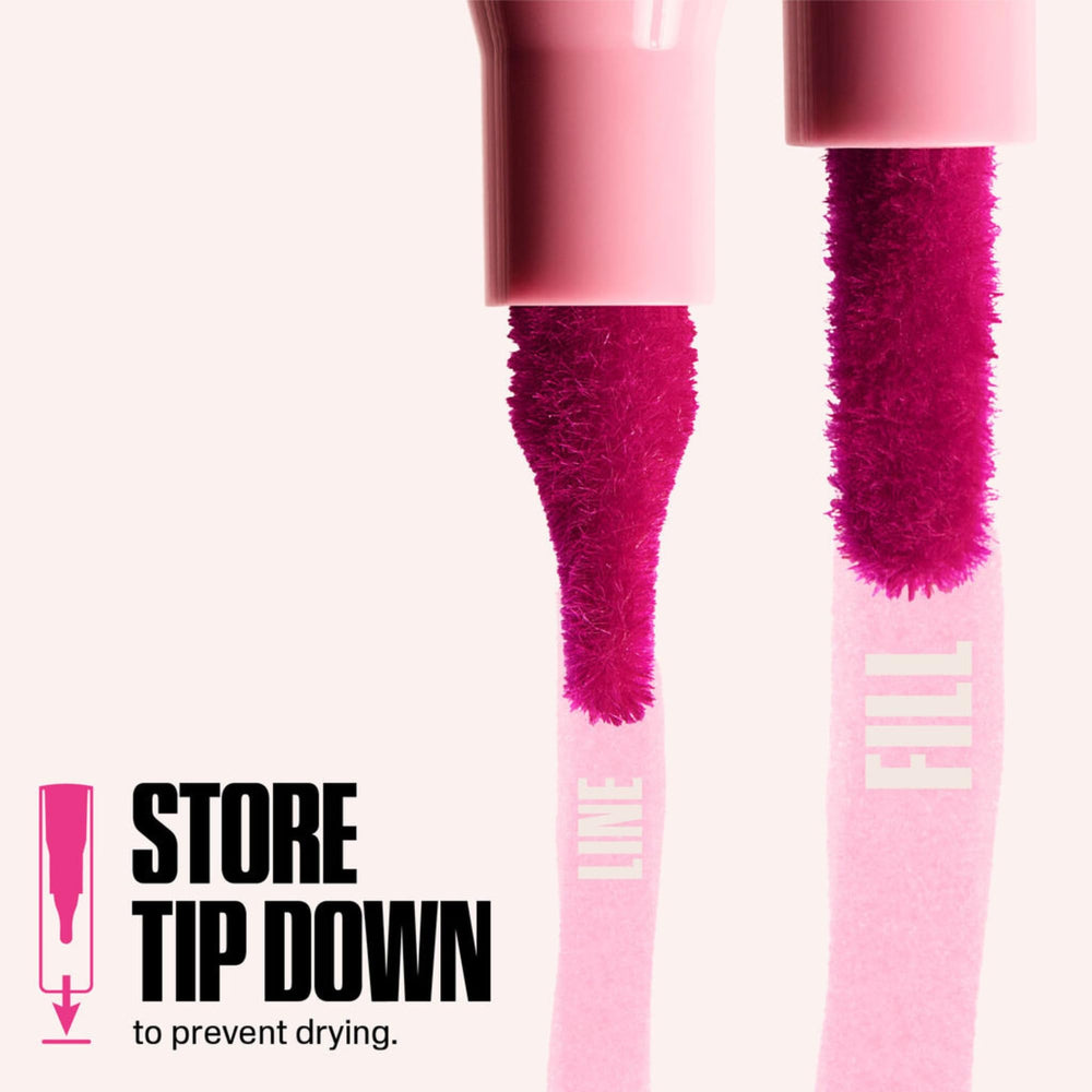 Huda Lip Contour Stain Warm Brown dual-sided design shown for easy application