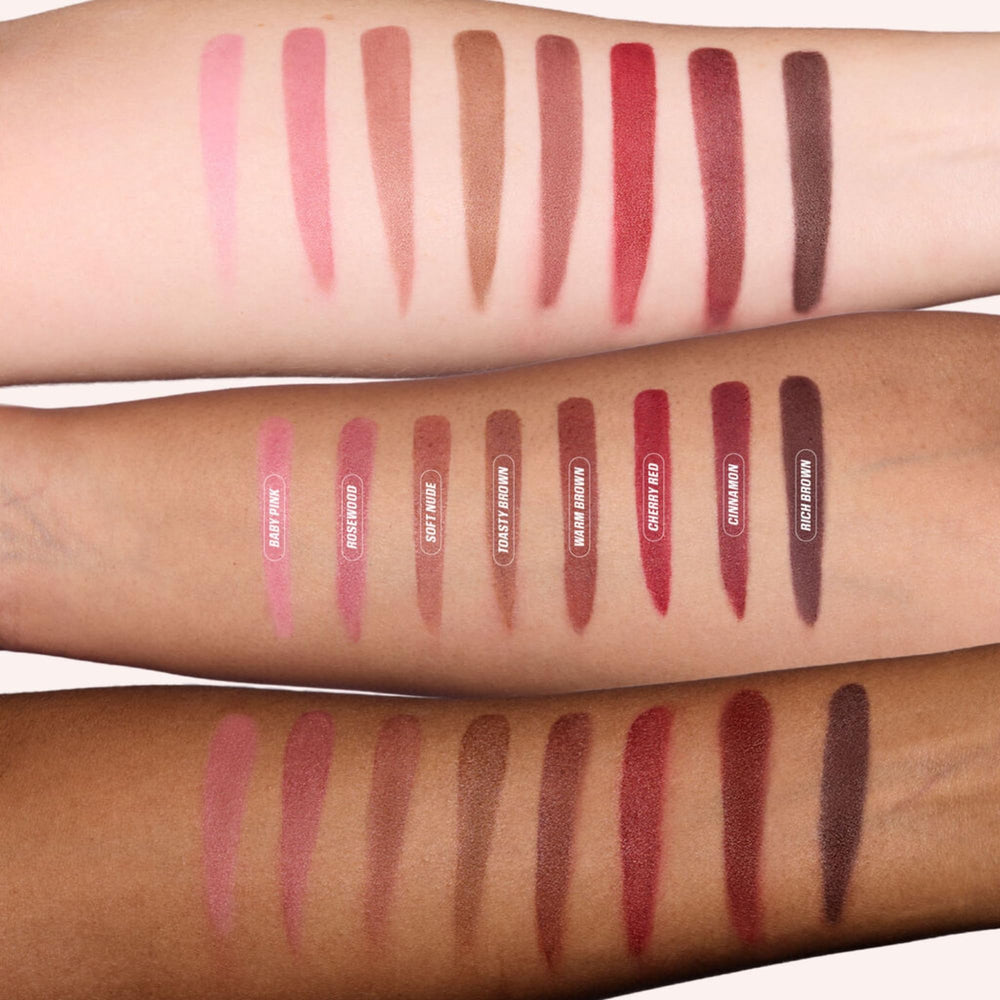 Huda Lip Contour Stain Warm Brown bottle and felt-tip applicator