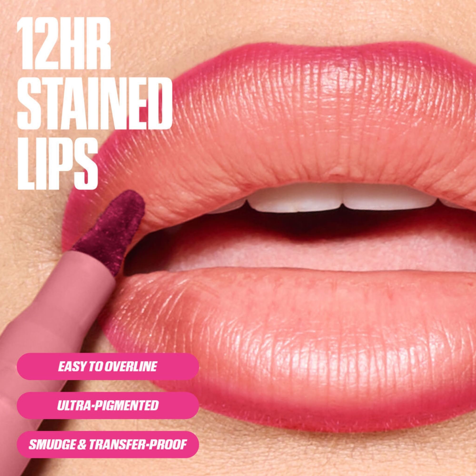 Huda Lip Contour Stain Warm Brown long wear swatch stays put