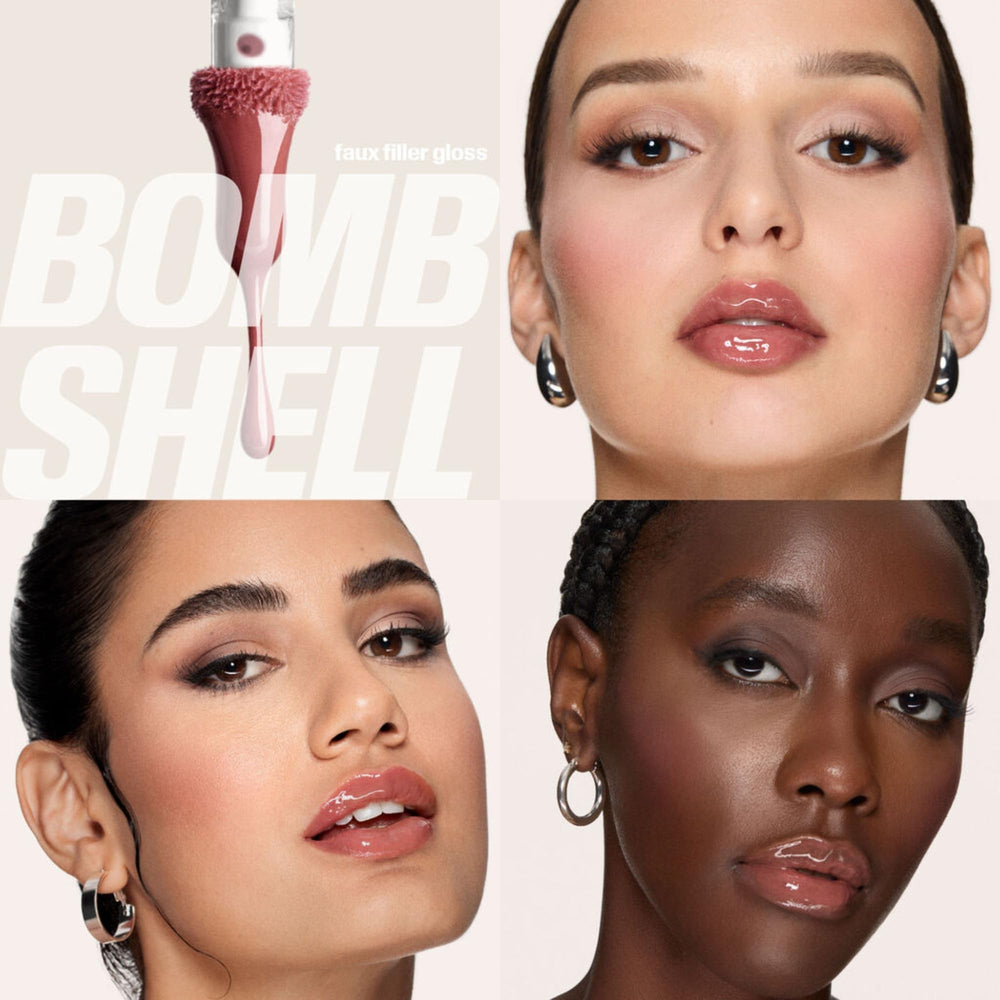 Huda Pink Kit gloss texture highlights nourishing feel and shiny finish.