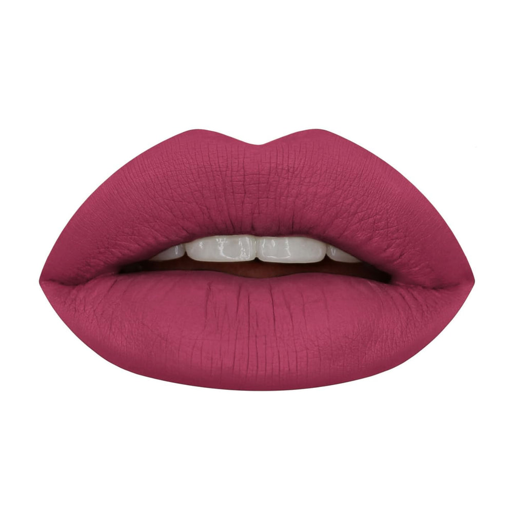 Huda Beauty Trophy Wife lip application shows smooth, even color.