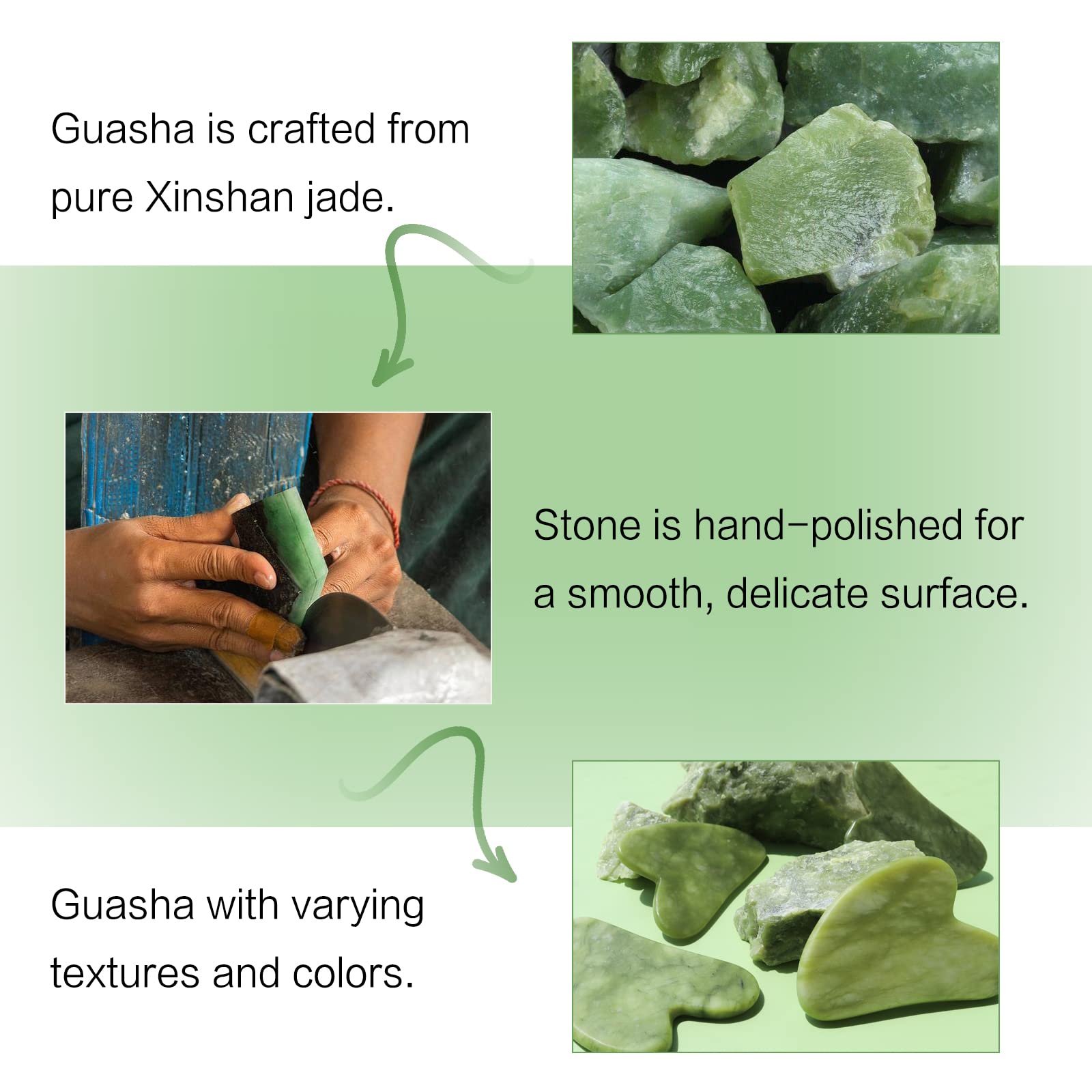 Huefull Gua Sha smooth polished surface provides gentle skin contact