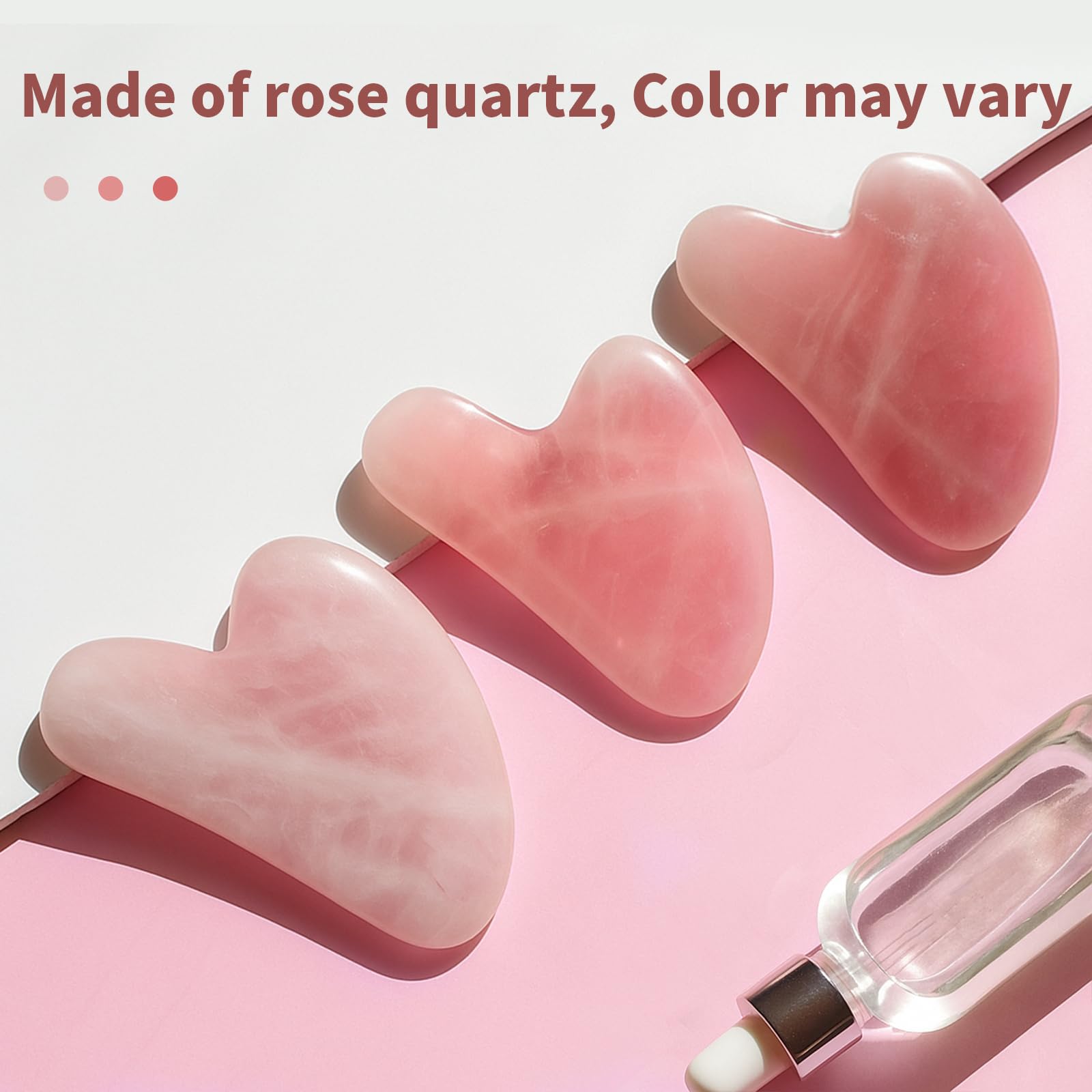 huefull Gua Sha rose quartz facial and body tool with smooth polished surface