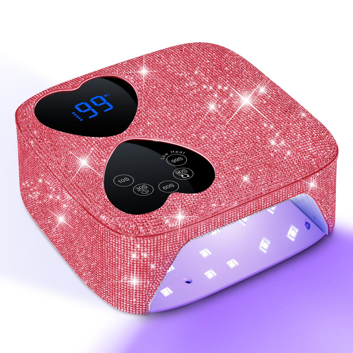 HUITINE UV nail lamp with diamond-design rhinestones for stylish gel curing at home or salon.