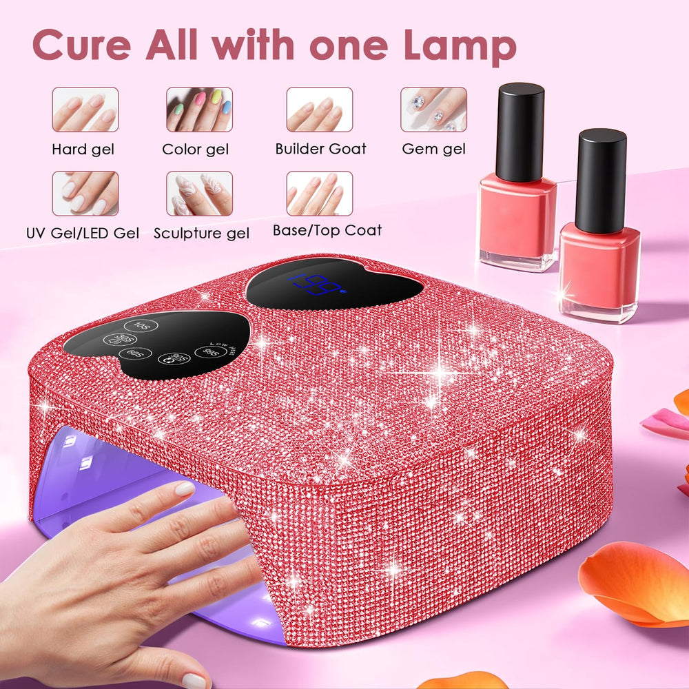Pink diamond aesthetic on HUITINE lamp adds glam to nail sessions.