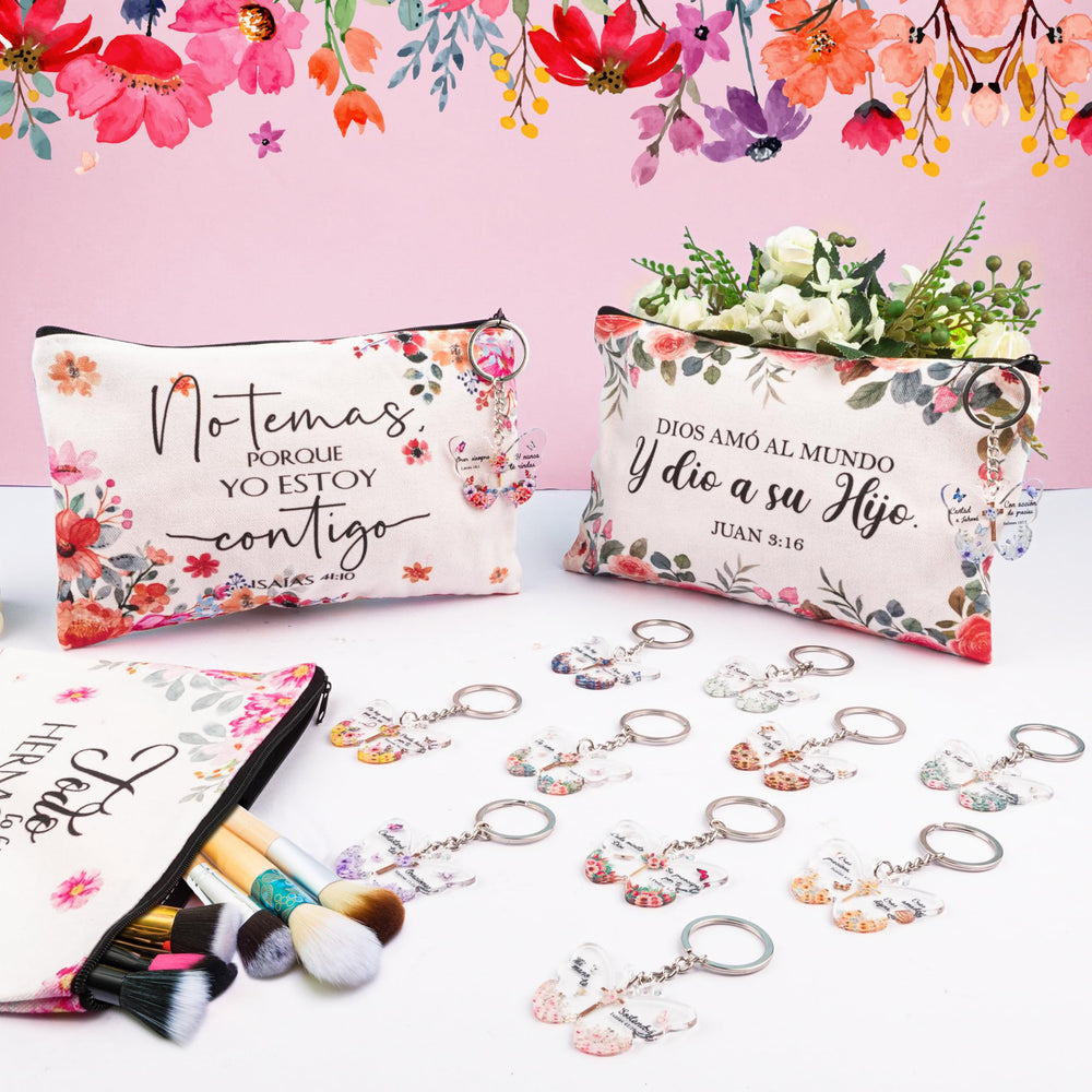 HUFAND Spanish Christian gift set Bible verse butterfly keychain shows inspirational charm