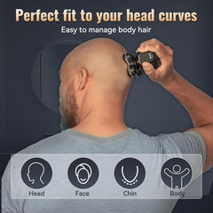 Hugdew 5-in-1 head shaver blade detail highlights precise trimming