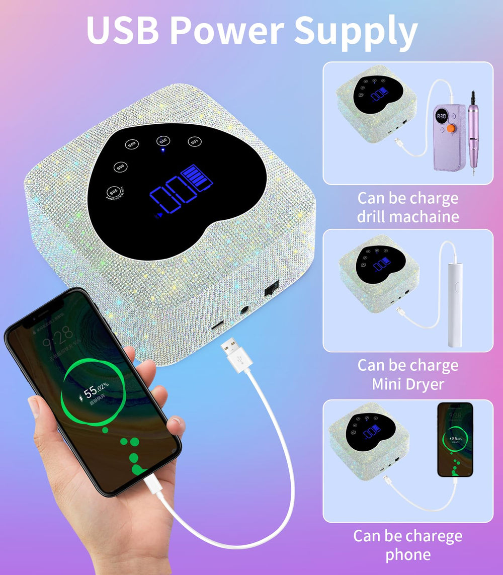 HUGMAPLE rechargeable battery allows cordless use for mobile nail sessions