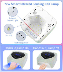 HUGMAPLE smart display on nail lamp shows timer and battery level