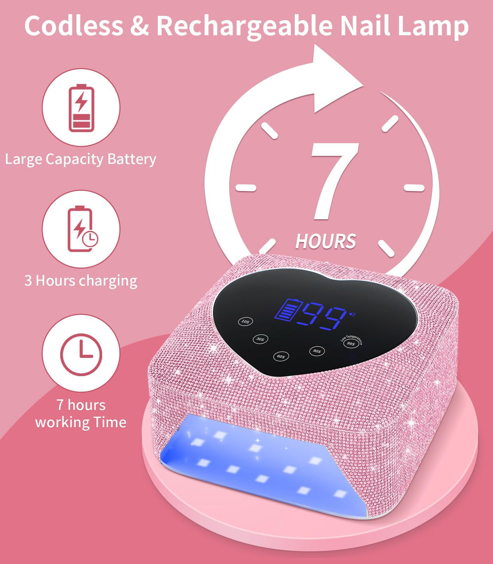 HUGMAPLE UV nail lamp cordless rechargeable enables portable manicures