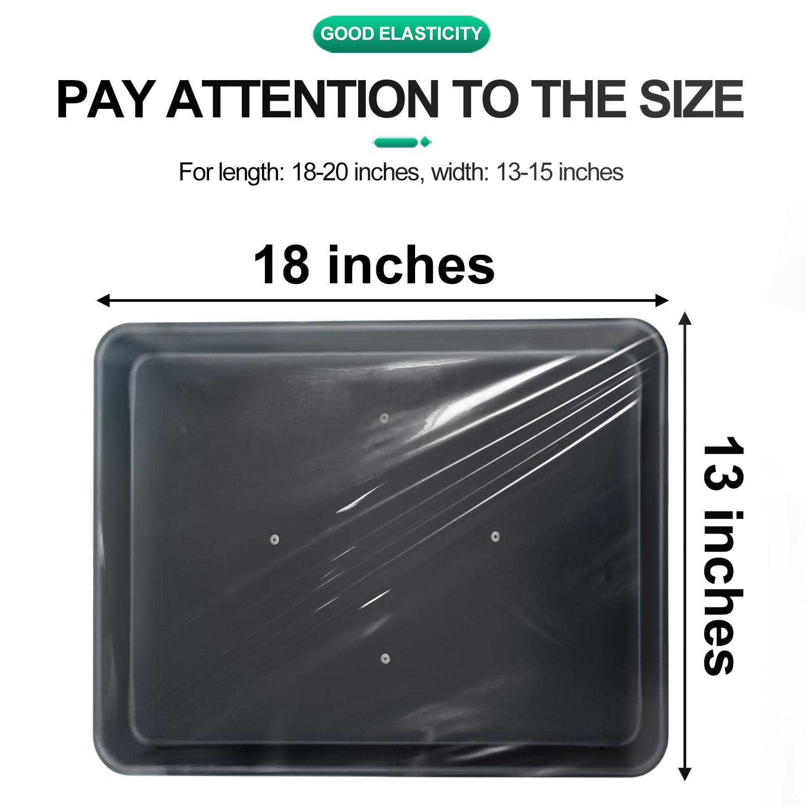 HUHKOUAE transparent elastic-tray-cover fits standard trays for easy application.