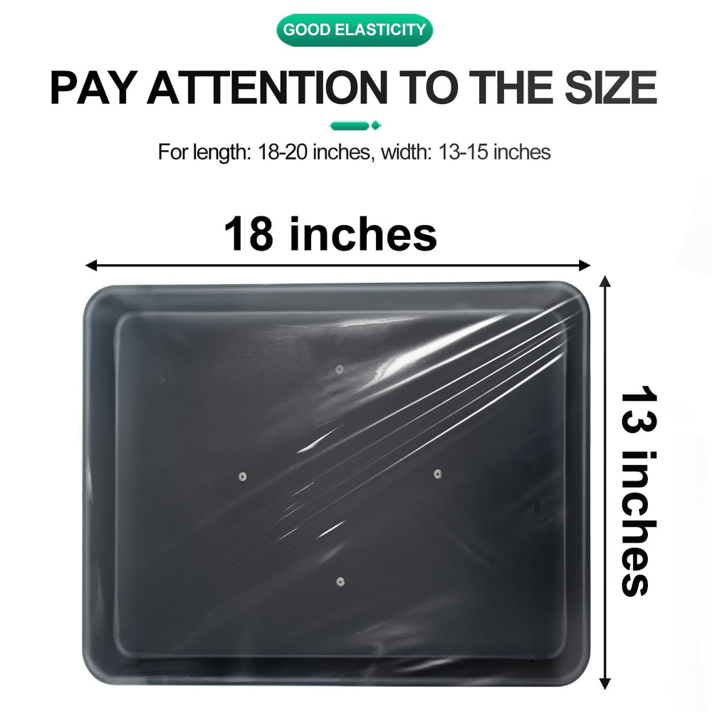 HUHKOUAE transparent elastic-tray-cover fits standard trays for easy application.