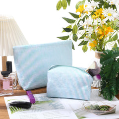 Huhumy large travel toiletry pouch open, showing roomy interior and easy access.
