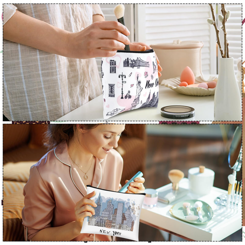 Huhumy New York cosmetic bag compact size fits makeup and small items.
