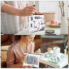 Huhumy New York cosmetic bag compact size fits makeup and small items.
