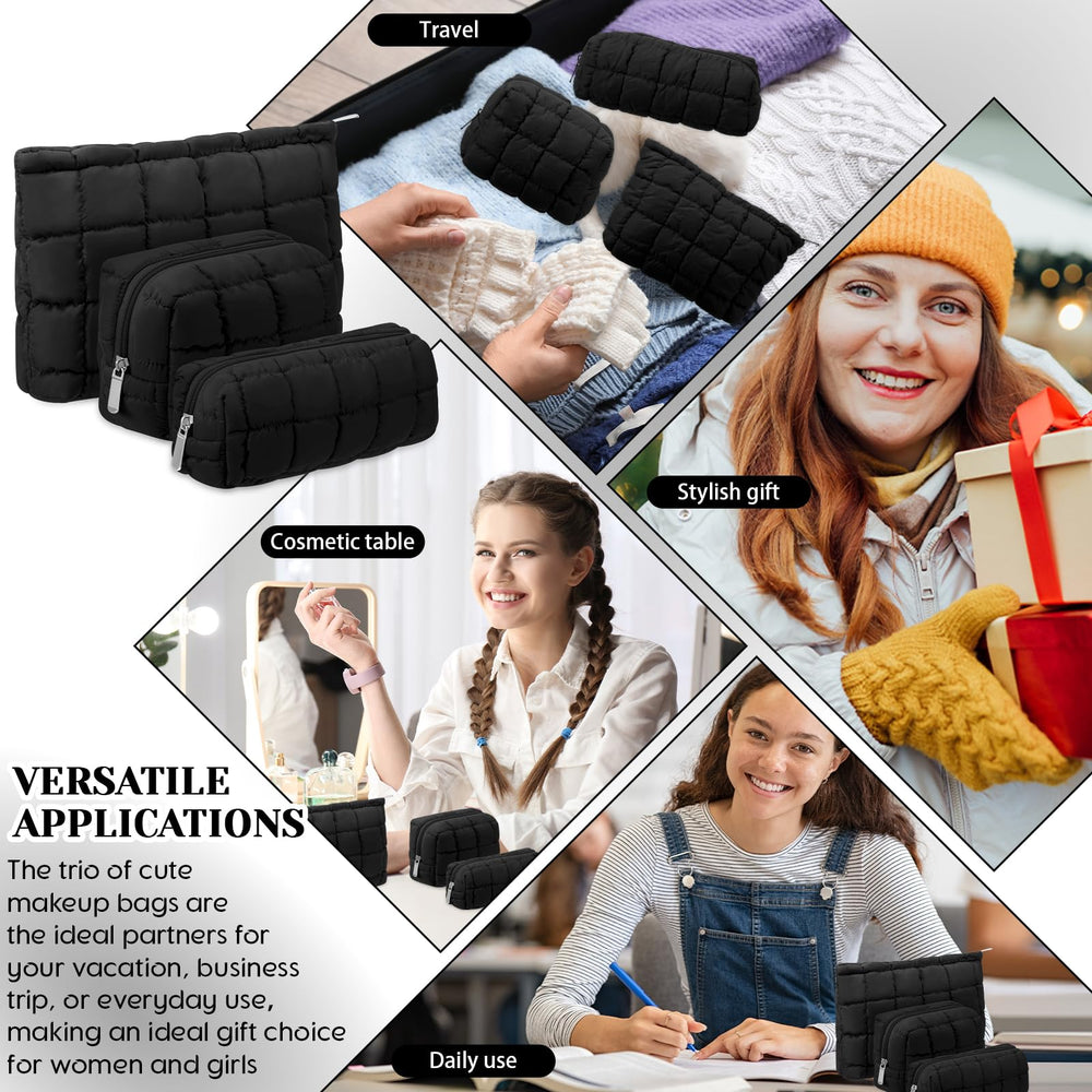 Huhumy Puffy bag stacked, three-piece set complements travel and daily routines.