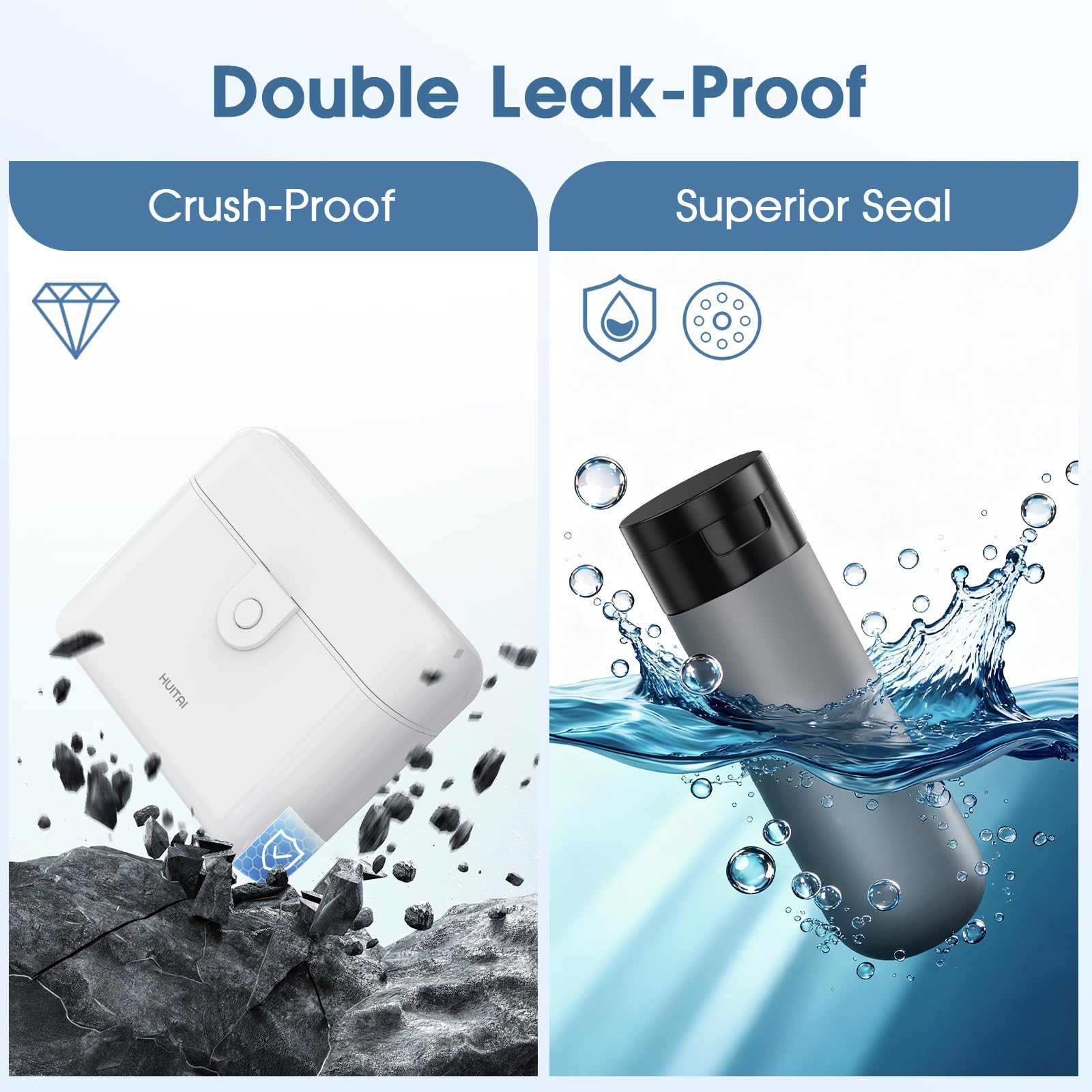 HUITAI leak-proof case protects bottles from compression during transit.