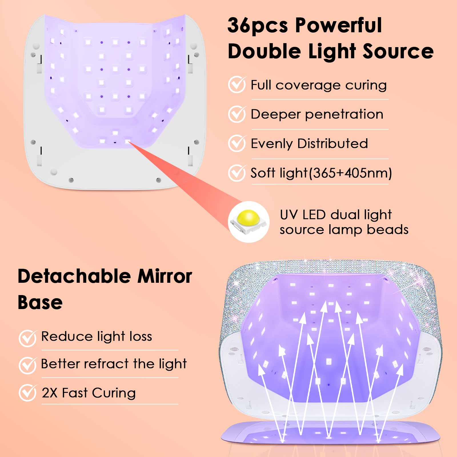 HUITINE 80W gel nail dryer speeds curing for glossy finishes.