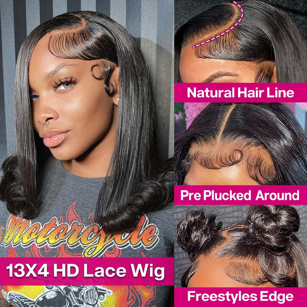 HUIWANYAN hihmarm bob wig 180-density closeup reveals thick, voluminous look.
