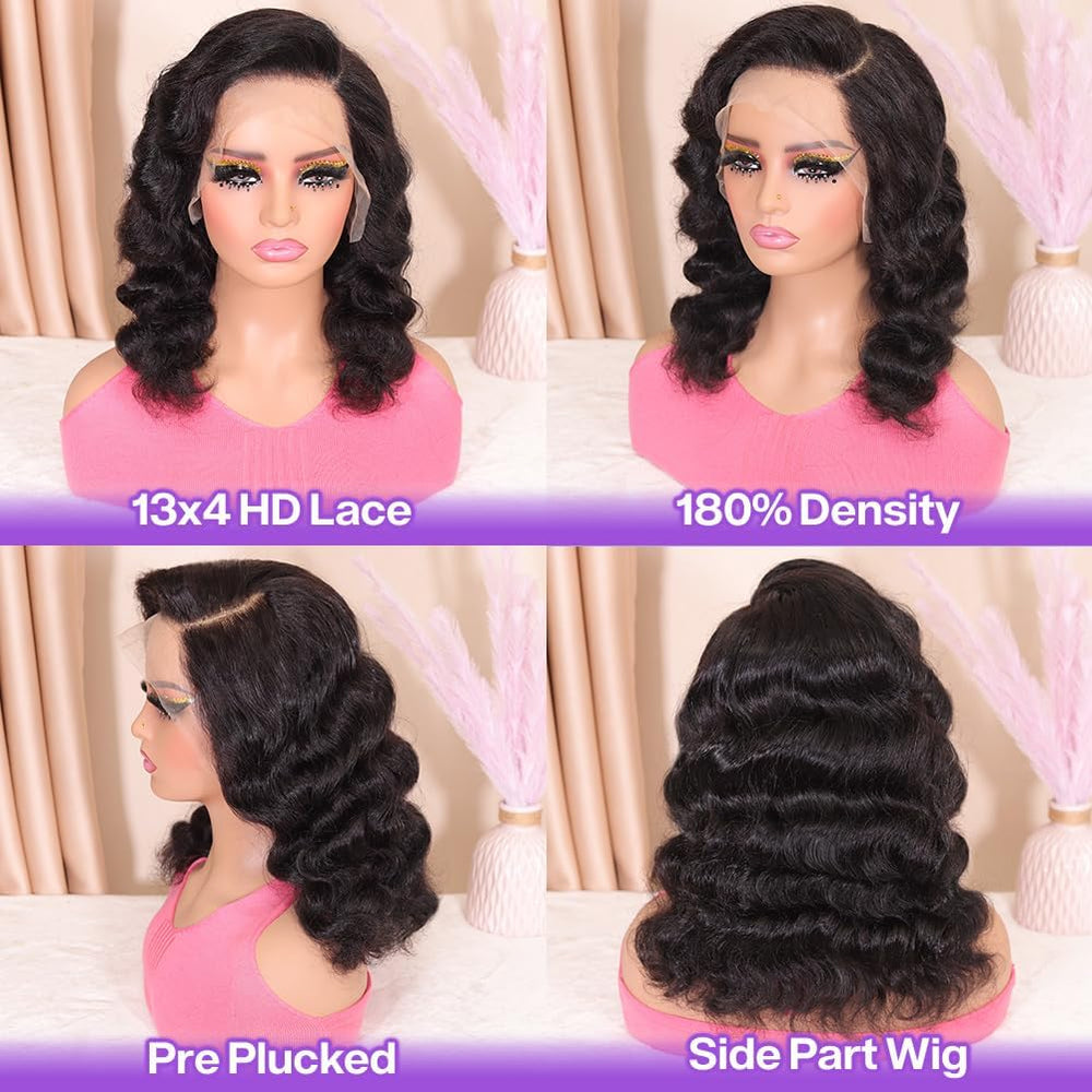 Side view demonstrates versatile 13x4 lace front parting on HUIWANYAN Hihmarm wig.