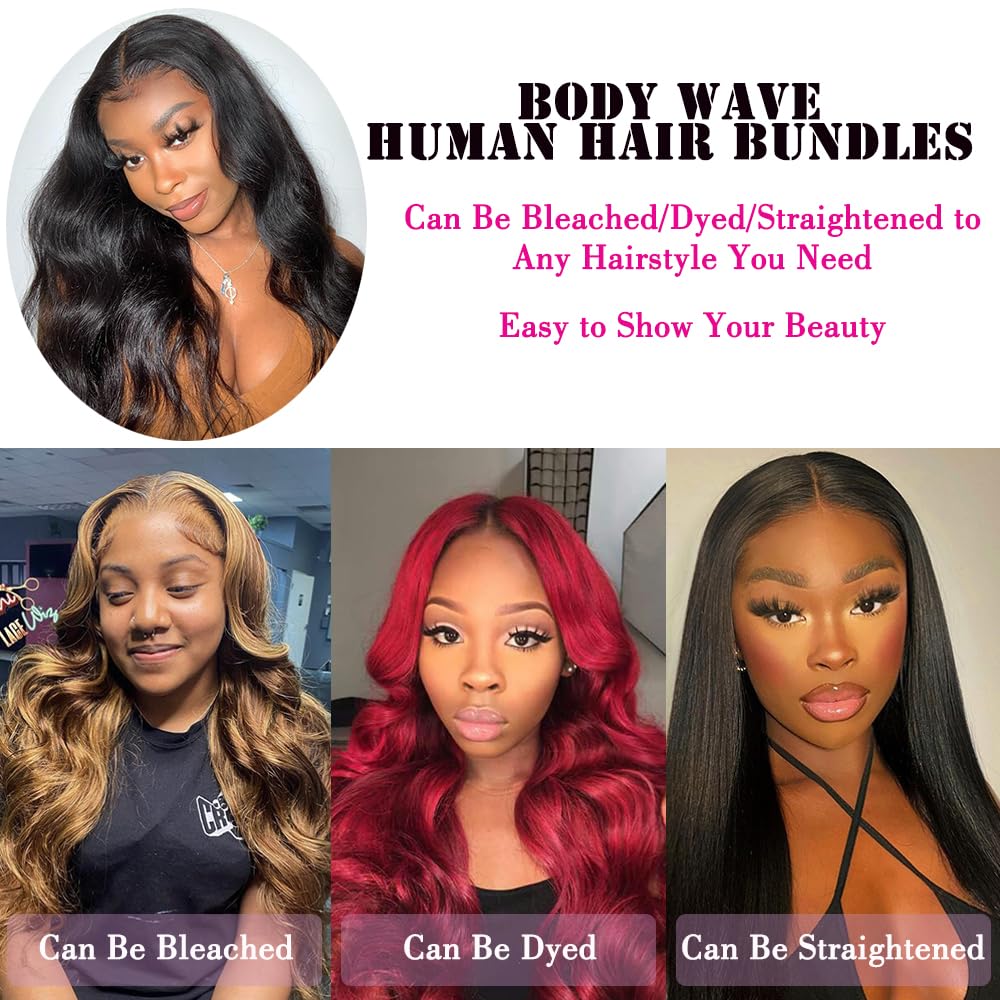 Hullran 12A body wave bundles dyed-ready color options for versatile looks.