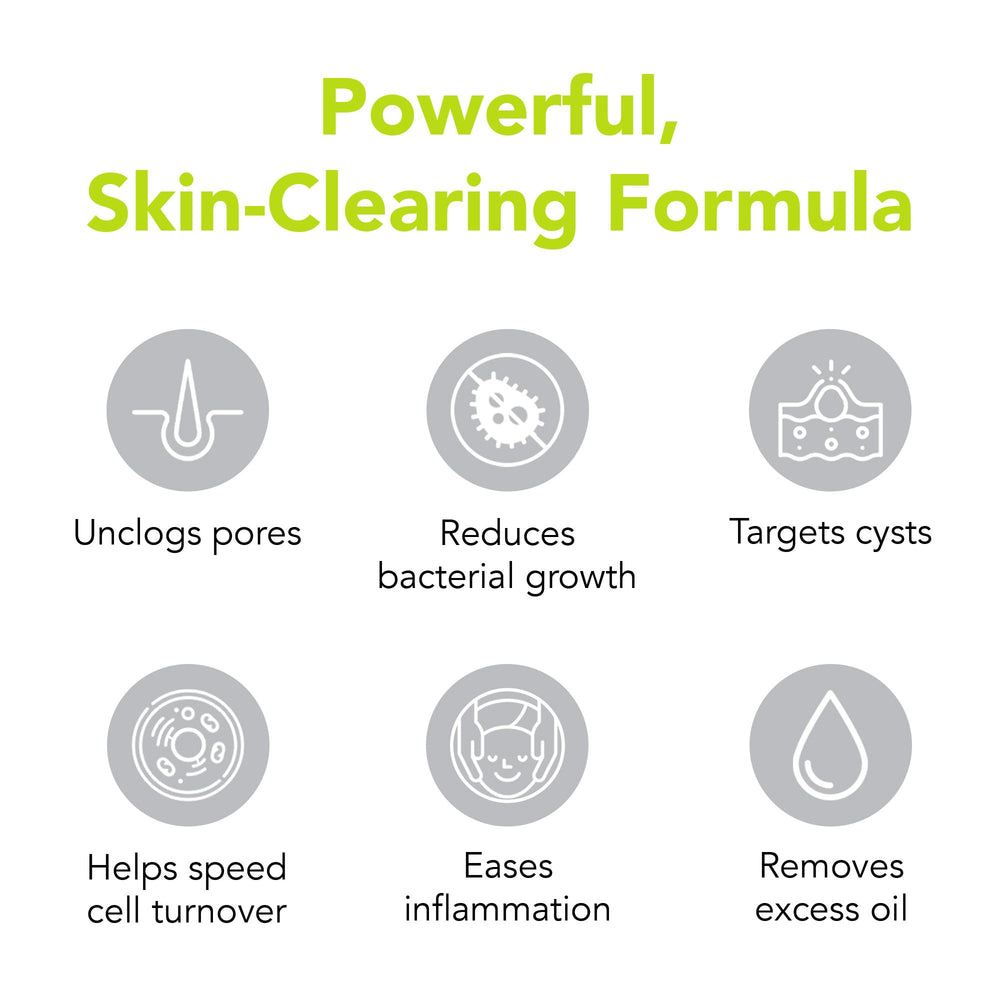 Humane benzoyl peroxide acne wash pump ready for daily use.