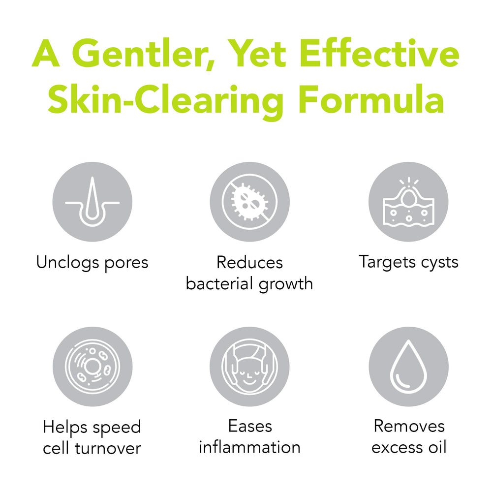 Humane benzoyl peroxide face wash damp skin application shows gentle cleansing