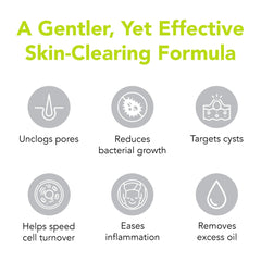 Humane benzoyl peroxide face wash damp skin application shows gentle cleansing