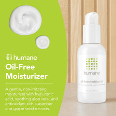 humane oil-free daily moisturizer texture swatch demonstrates fast absorption and a non-greasy finish