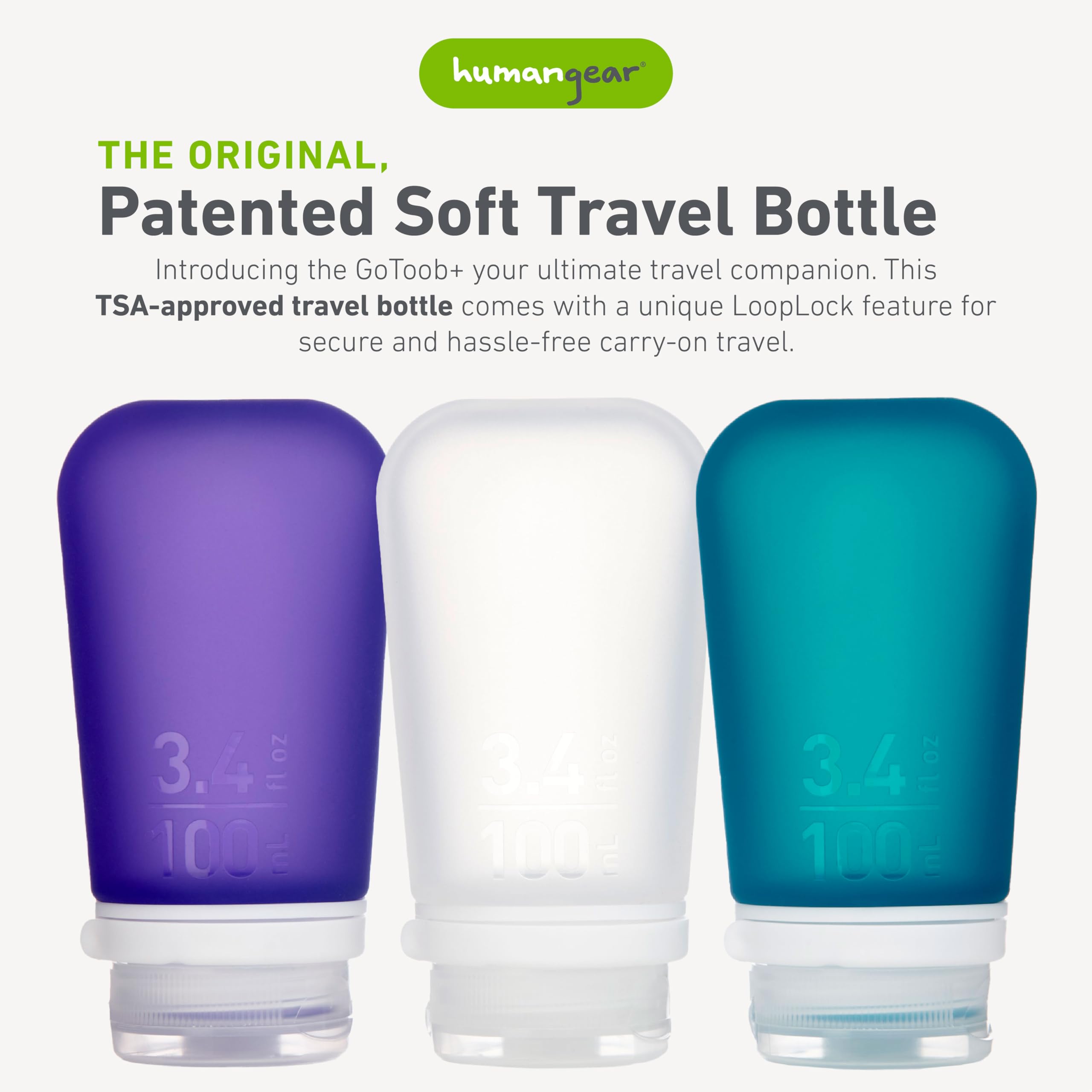humangear GoToob+ large contoured tube stands for easy filling