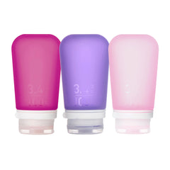 humangear GoToob+ rose bottle full view demonstrating leak-free travel storage