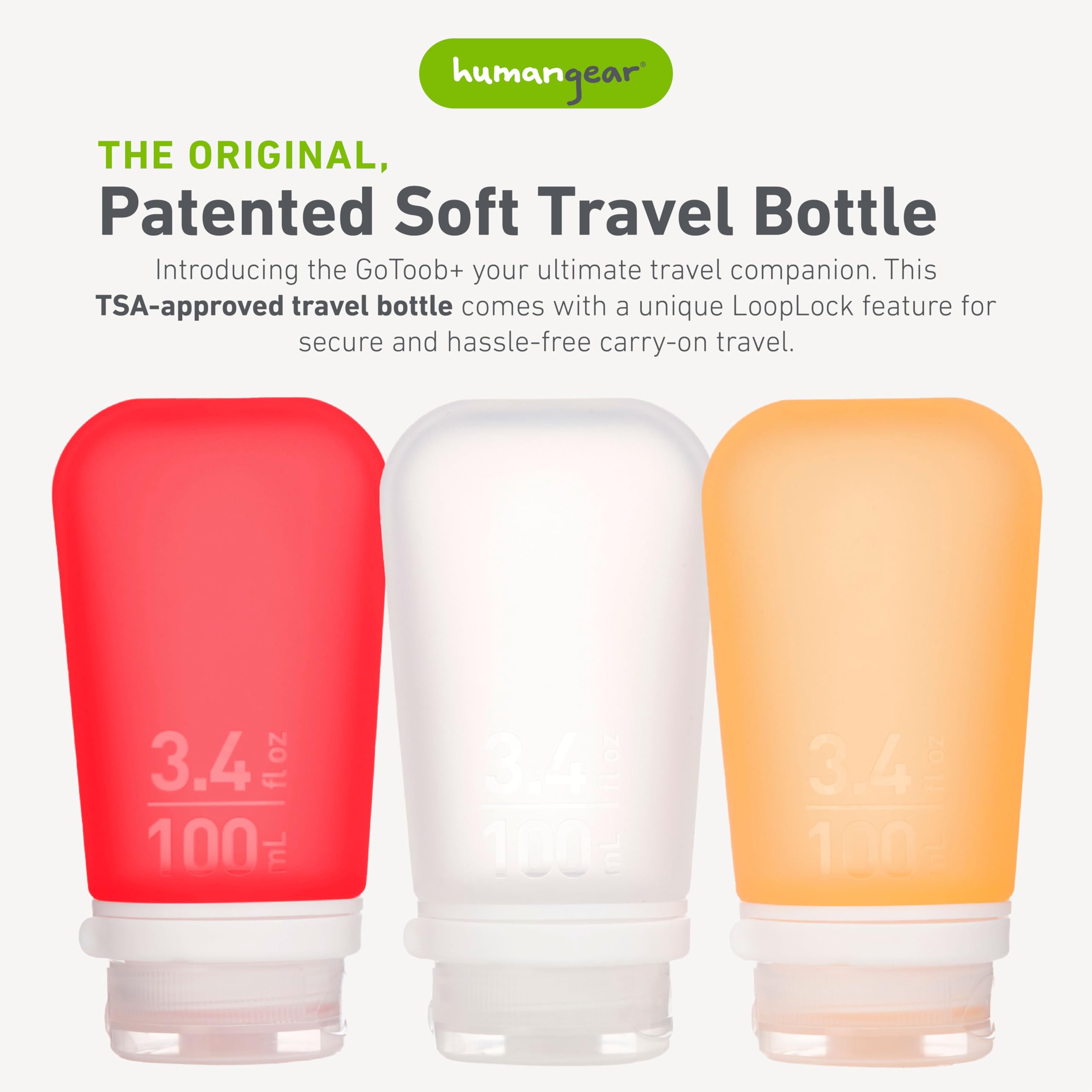 humangear GoToob+ contoured tube stands for easy filling and cleaning